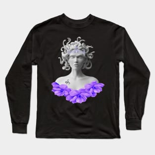 Medusa Gorgon Greek Mythology Purple Floral Long Sleeve T-Shirt